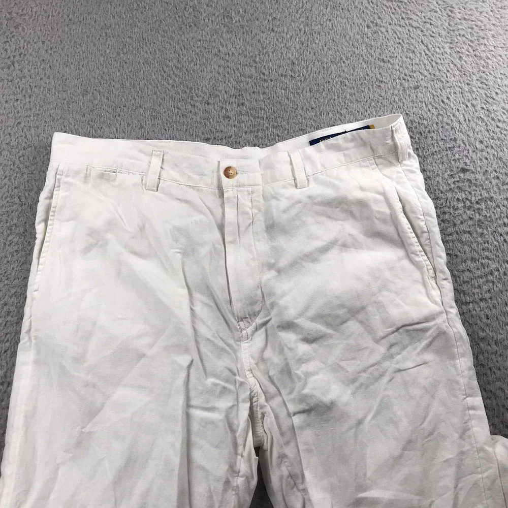 Polo Ralph Lauren Pants Mens 36 (38x34) White Bedford Classic Fit Linen Cotton